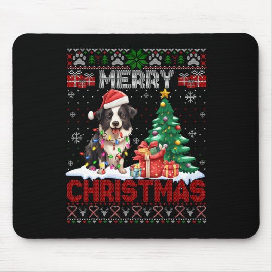 Tapis De Souris Joyeux Noël Frontière Collie Amoureux de les chien (Devant)