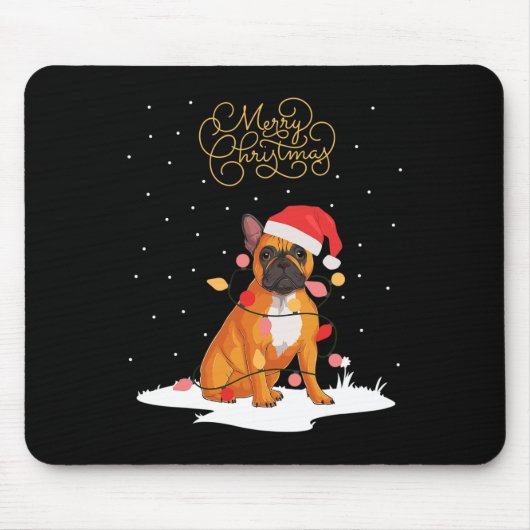 Tapis De Souris Joyeux Noël Fun Noël Noël Chien de taule français (Devant)