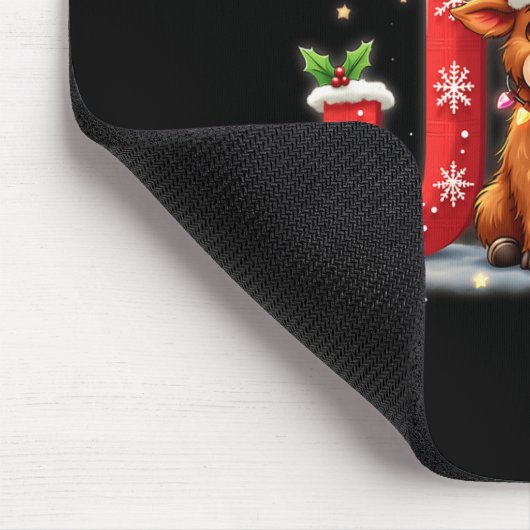 Tapis De Souris Joyeux Noël Highland Vache Famille drôle Matchin (Coin)