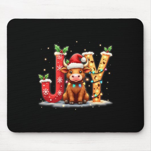 Tapis De Souris Joyeux Noël Highland Vache Famille drôle Matchin (Devant)