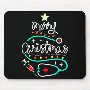 Tapis De Souris Joyeux Noël Infirmière Docteur Stéthoscope Noël