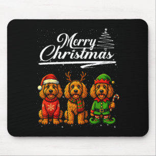 Tapis De Souris Joyeux Noël Labradoodle Renne Elfe Père Noël Chien
