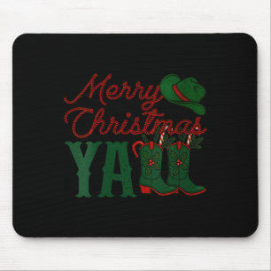 Tapis De Souris Joyeux Noël Mesdames Bottes de Cowboy Western