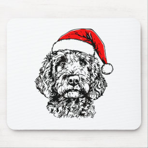 Tapis De Souris Joyeux Noël mignon Goldendoodle Père Noël Noël