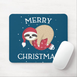 Tapis De Souris Joyeux Noël mignonne Sloth Funny Père Noël femmes