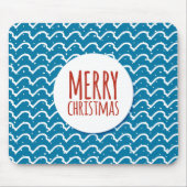 Tapis De Souris Joyeux Noël Motif sans couture Texture bleue (Devant)