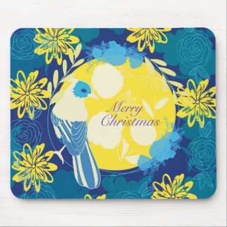 Tapis De Souris joyeux noël, noël, oiseau, fleurs, nature