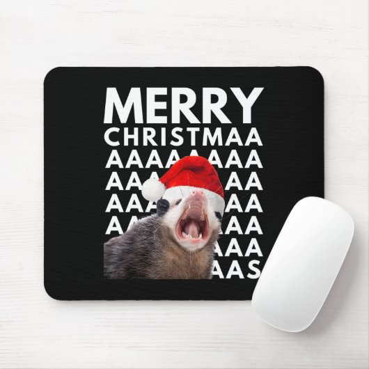 Tapis De Souris Joyeux Noël Opossum hurlant Amusants Hommes Femmes (Avec souris)