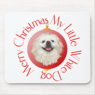 Tapis De Souris Joyeux Noël Pékinese Blanc