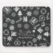 Tapis De Souris Joyeux Noël Père Noël Symboles, noir et blanc (Devant)