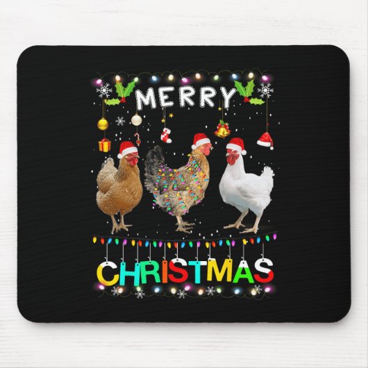 Tapis De Souris Joyeux Noël Poulet de Noël Feu de Noël Feu de Noël (Devant)