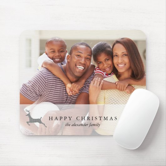 Tapis De Souris Joyeux Noël Rustic Deer Photo Mousepad (Avec souris)