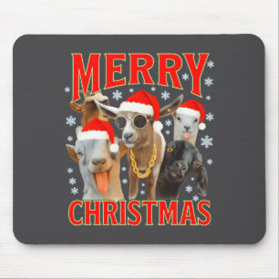 Tapis De Souris Joyeux Noël Santa chèvre drôle de Noël chèvres Boo