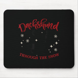 Tapis De Souris Joyeux Noël Teckel Chien à Travers La Neige