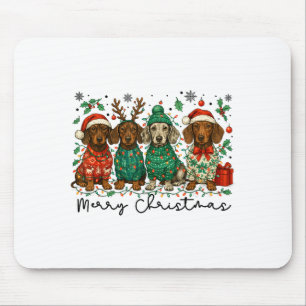 Tapis De Souris Joyeux Noël Teckel Chien Rétro Xmas Chiots Hommes