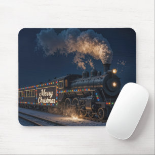 Tapis De Souris Joyeux Noël Train Vintage Dans La Neige