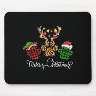 Tapis De Souris Joyeux pattes de chien de Noël éclaire Buffalo Pla