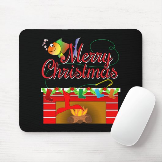 Tapis De Souris Joyeux pêcheur de Noël Stocker (Avec souris)