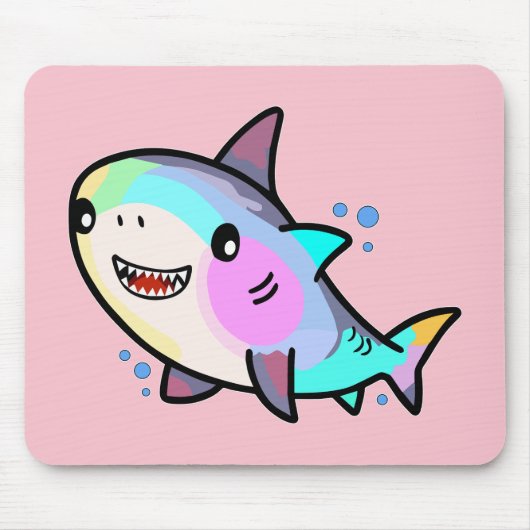 Tapis De Souris Joyeux petit requin souriant avec des bulles. (Devant)