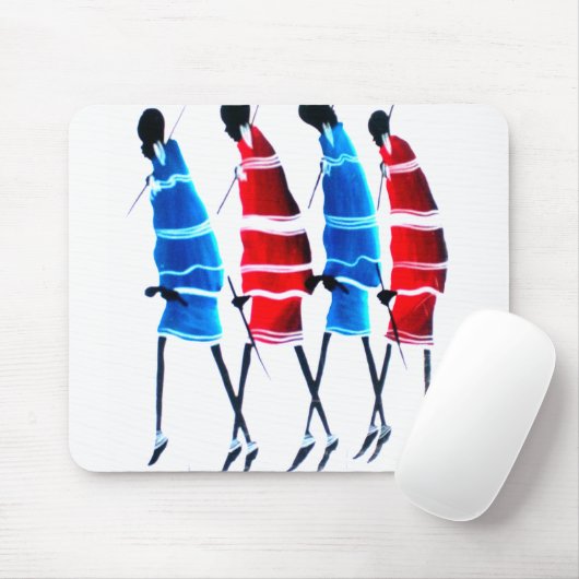 Tapis De Souris Joyeux peuple Massaï Guerriers Marcher Art Imprime (Avec souris)