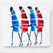Tapis De Souris Joyeux peuple Massaï Guerriers Marcher Art Imprime (Devant)