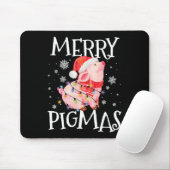 Tapis De Souris Joyeux Pigmas Drôle Cochon Feux Noël Lumières Arbr (Avec souris)