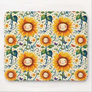 Tapis De Souris Joyeux tournesols : Motif de tournesol juif