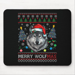 Tapis De Souris Joyeux Wolfmas Joyeux Noël Loup Sweat Ugly Fu