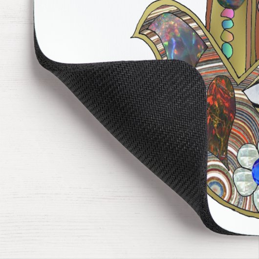 Tapis De Souris Judaica Hamsa Coeurs Fleurs Opal Art Imprimer (Coin)
