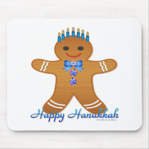 Tapis De Souris Judaica Hanukkah Gingerbread Man Menorah