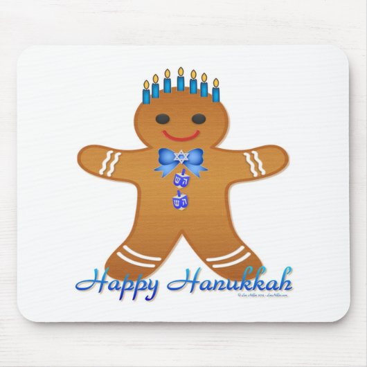 Tapis De Souris Judaica Hanukkah Gingerbread Man Menorah (Devant)