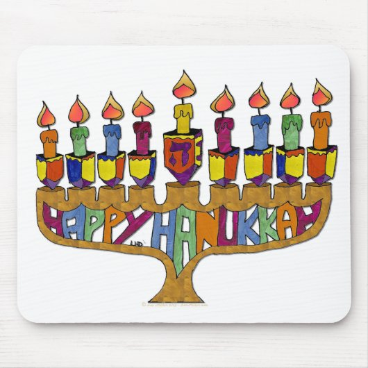 Tapis De Souris Judaica Happy Hanukkah (Devant)