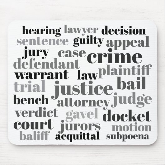 Tapis De Souris Judicial Legal Terns Word Cloud Design (Devant)