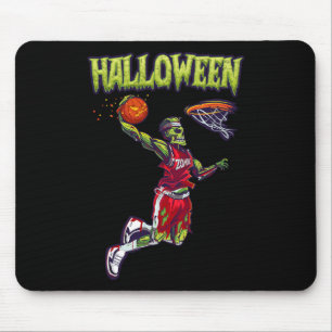 Tapis De Souris Jump Zombie Basketball Dunk Joueur Halloween Pumpk