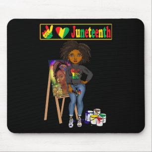 Tapis De Souris Junetdix Black Femmes Melanin Peace Love Juneteen