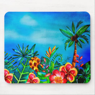 Tapis De Souris Jungle colorée exotique de fleur - Aloha