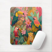 Tapis de souris Jungle – Léopard, Perroquet, Touca (Avec souris)