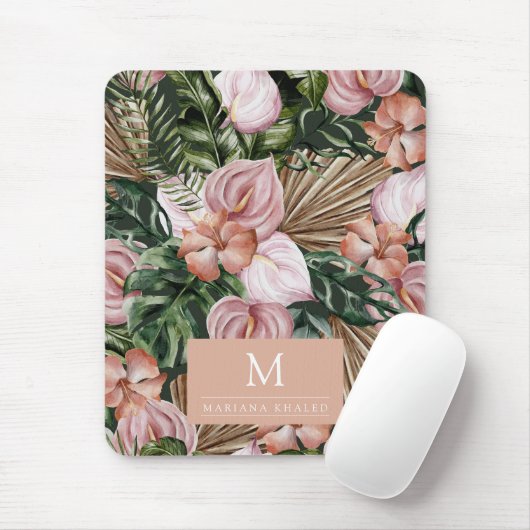 Tapis De Souris Jungle palmier feuille fleurs de la forêt tropical (Avec souris)