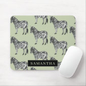 Tapis De Souris Jungle Zebra Wild Motif & Nom personnalisé (Avec souris)