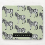 Tapis De Souris Jungle Zebra Wild Motif & Nom personnalisé<br><div class="desc">Jungle Zebra Wild Motif & Nom personnalisé</div>
