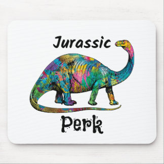 Tapis De Souris Jurassic Perk Dinosaure Coloré Blanc