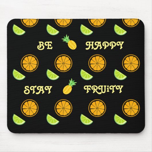 Tapis De Souris Jus de fruits Citron orange Jaune Jaune Joyeux Mot (Devant)