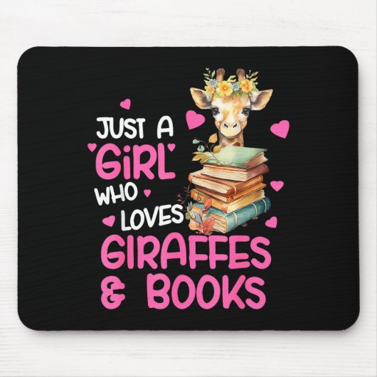 Tapis De Souris Just A Girl Who Loves Giraffes And Books Cute Read (Devant)