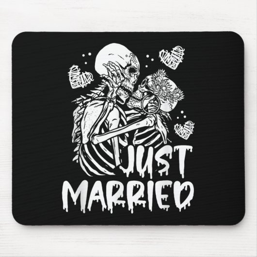 Tapis De Souris Just Married Halloween Skeleton Bride And Groom We (Devant)
