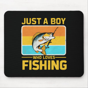 Tapis De Souris Juste un garçon qui aime la pêche drôle Byss Fish