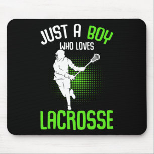 Tapis De Souris Juste Un Garçon Qui Aime Lacrosse Joueur Jeunes Ho