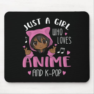 Tapis De Souris Juste une fille qui aime Anime et K-Pop African Am