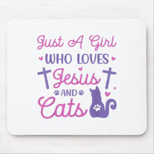 Tapis De Souris Juste Une Fille Qui Aime Les Chats Et Jésus Animal