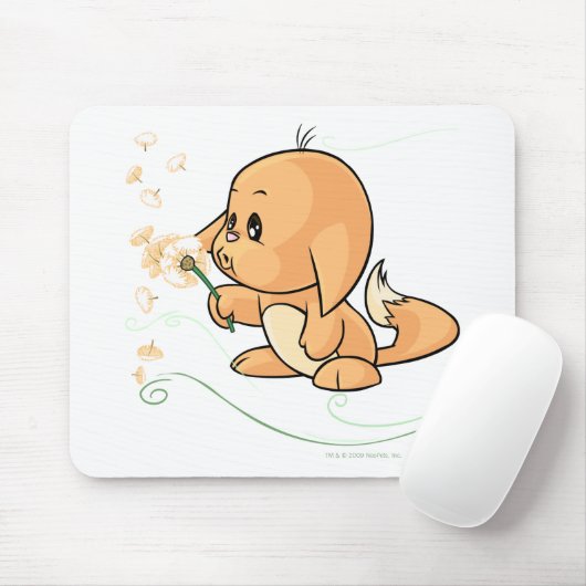 Tapis De Souris Kacheek orange souhaitant sur un pissenlit (Avec souris)
