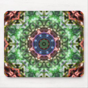 Tapis De Souris Kaléidoscope à cercle vert à brun, style acrylique